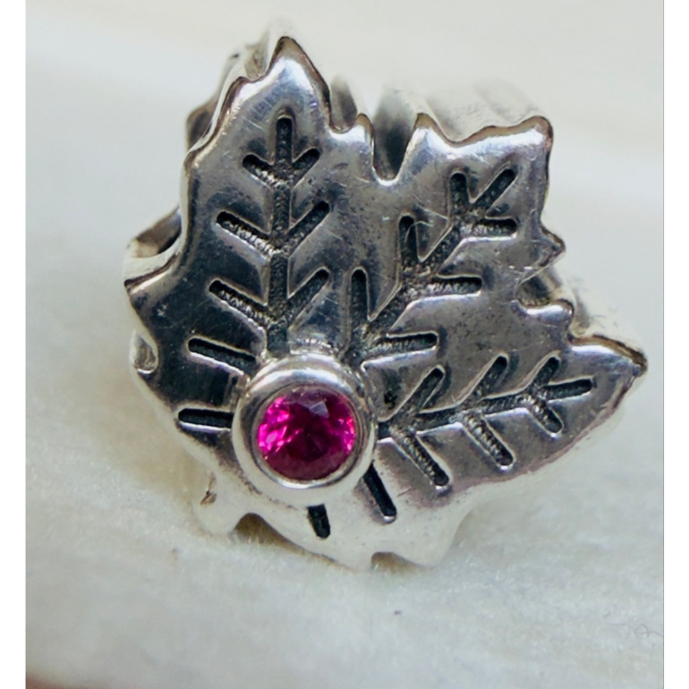 Pandora Sterling Silver Canada Maple Leaf Red Charm 791215SRU Retired